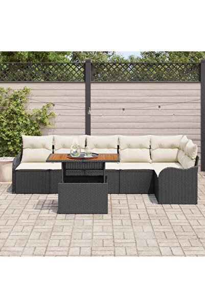 vidaxl Set de canapele pentru gradina 7 pcs Negru Rattan poli