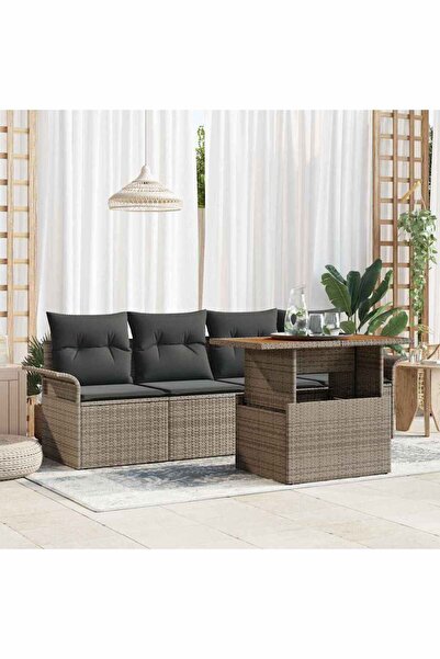 vidaxl Set de canapele pentru gradina 5 pcs Gri Rattan poli