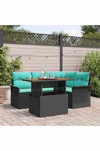 vidaxl Set de canapele pentru gradina 5 pcs Negru Rattan poli