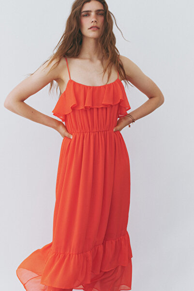 H&M Farbalalı ve Askılı Elbise