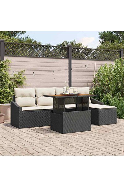 vidaxl Set de canapele pentru gradina 6 pcs Negru Rattan poli