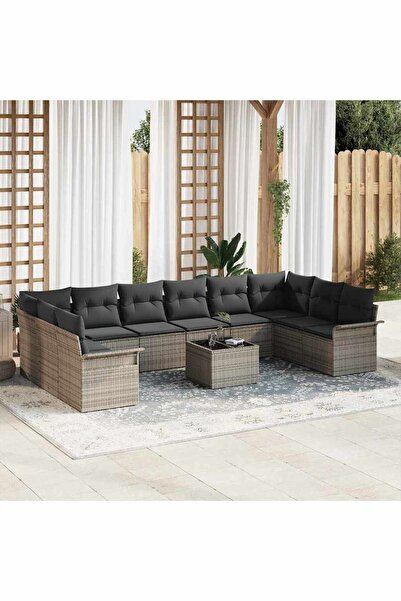 vidaxl Set de canapele pentru gradina 11 pcs Negru poliratan