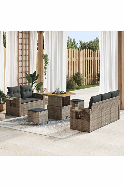 vidaxl Set de canapele pentru gradina cu perna 8 pcs Gri poliratan