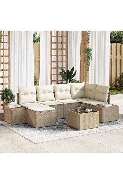 vidaxl Set de canapele pentru gradina 6 pcs Bej È™i crem poliratan