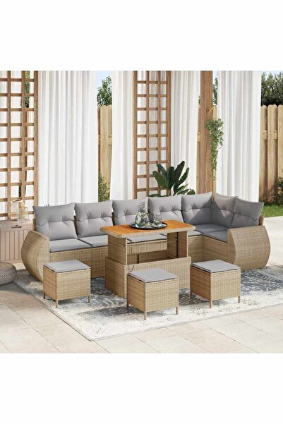 vidaxl Set de canapele pentru gradina 10 pcs Bej poliratan