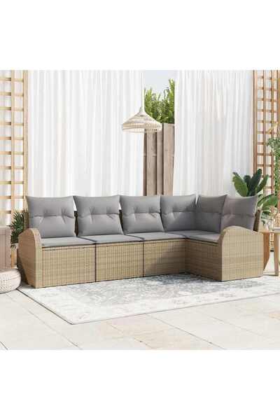 vidaxl Set de canapele pentru gradina 5 pcs Beige È™i gri deschis
