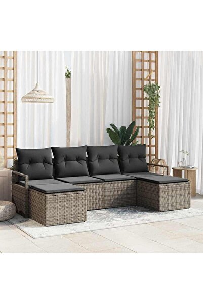 vidaxl Set de canapea 6 pcs Gri poliratan