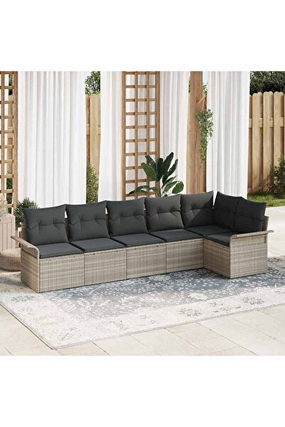 vidaxl Set de canapele pentru gradina 6 pcs Gri deschis poliratan