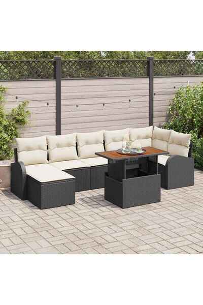 vidaxl Set de canapele pentru gradina 8 pcs Negru Rattan poli