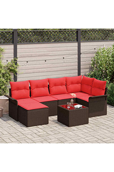 vidaxl Set de canapele pentru gradina 7 pcs Maro poliratan