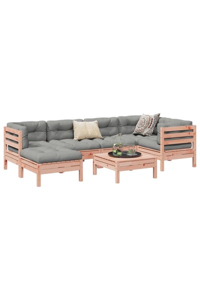 vidaxl Set canapele gradina cu perne, 7 piese, lemn masiv brad douglas