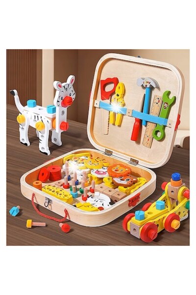 Dominic Set de unelte pentru copii, Bakalu, Set de atelier, 12 șuruburi, 4 ro...
