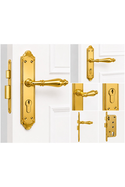 Generic Elegant Full Set 201-G Brass Mortise Door Handle – Premium Pair Set