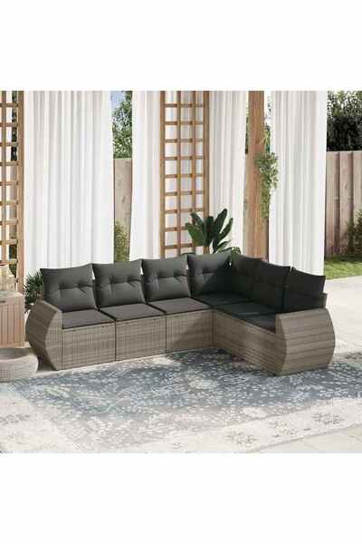 vidaxl Set canapele de gradina cu perne, 6 piese gri deschis poliratan