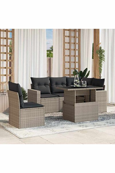 vidaxl Set canapele de gradina cu perne, 6 piese gri deschis poliratan