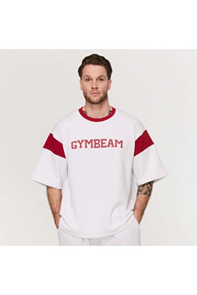 GymBeam Tricou Varsity Premium, gros, alb, L