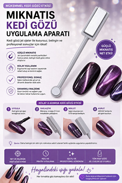 Syku Kedi Gözü Mıknatısı Manyetik Jel Oje Uygulama Aparatı Nail Art Desen Çubuğu