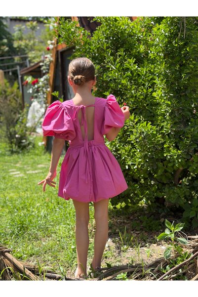 Little Ya Ya Love Girl's Balloon Sleeve & Balloon Skirt Dress with Back Detail