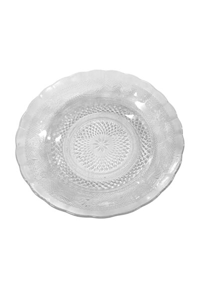 OEM Set of 6 Deep Plates, Transparent Glass, Geometric Design, 23cm