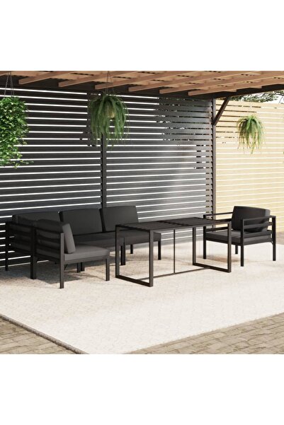 vidaxl Garden furniture set with cushions, 6 pieces, anthracite, aluminum
