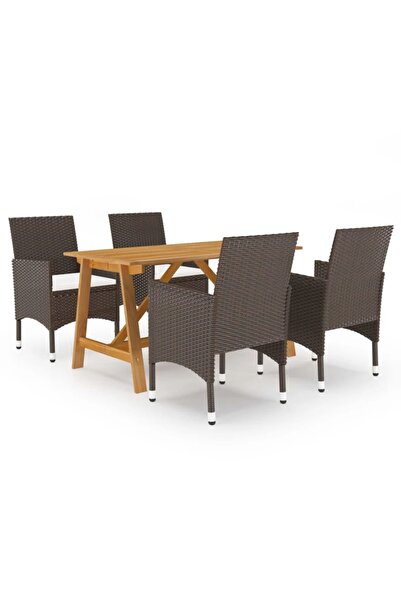 vidaxl Garden furniture set, 5 pieces, brown