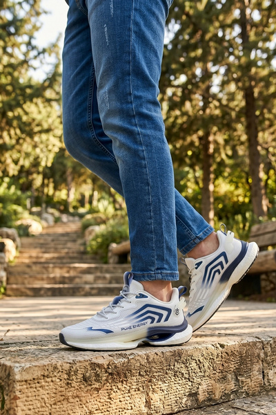 IN-STEP Pure Energy – Breathable Light Sole White-Navy Blue Men's Sports Shoes