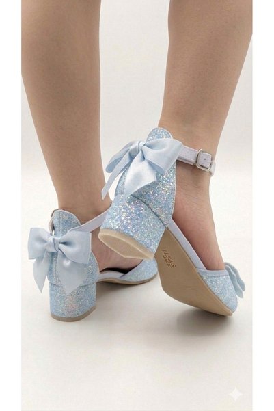 NeSe Shoes أحذية بكعب عالٍ للفتيات، أحذية سهرة مزينة بالترتر والفيونكات، الموسم الجديد، لامعة
