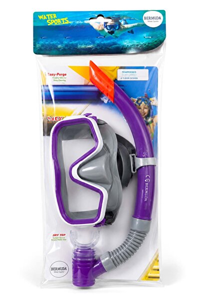 BERMUDA Dalış Gözlük Maske Şnorkel Seti 03 Mor