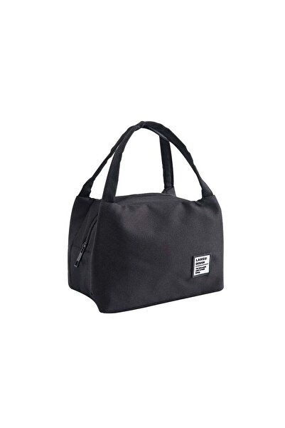 Generic Insulated Canvas Tote Lunch Bag Cotton Black 22 x16x 15cm，Insulated C...
