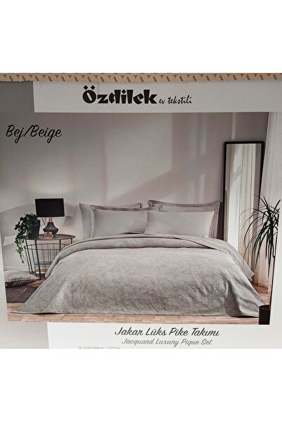 Özdilek Rf -Beige- Jakar Lux (Z) Single Pique Set (with 2 Pillowcases)