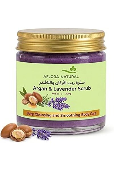 AFLORA مقشر السكر بالأرغان واللافندر، مقشر مغذي للجسم، علاج نباتي مهدئ، 200 جرام