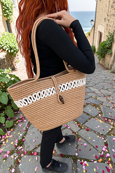 KAAN HOME Braided Model Beach Pool Bag Multi-Purpose Washable Decorative Dail...
