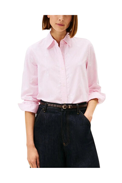 Tommy Hilfiger Γυναικείο Ριγέ Πουκάμισο Ροζ WW0WW49386-04J