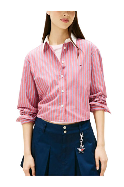 Tommy Hilfiger Γυναικείο Ριγέ Πουκάμισο Ροζ Tommy Jeans DW0DW22078-0E3