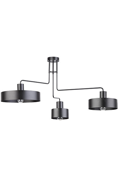 Sigma Lighting Plafonieră Vasco Modernă Minimalistă Neagră cu 3 Lămpi, Oțel L...