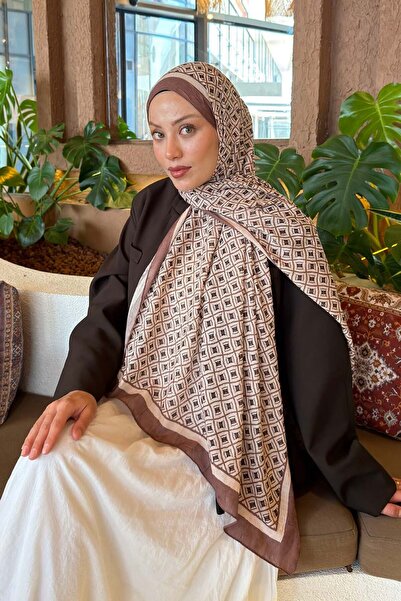 lamelif Ethnic Pattern Bamboo Shawl Milk Coffee