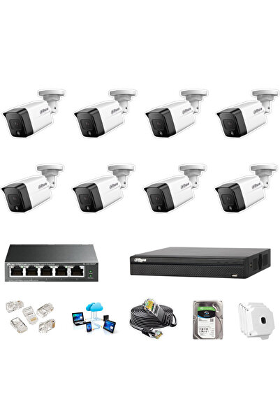 DAHUA 8 KAMERALI 2MP IP GÜVENLİK KAMERA SİSTEMİ FULL SET