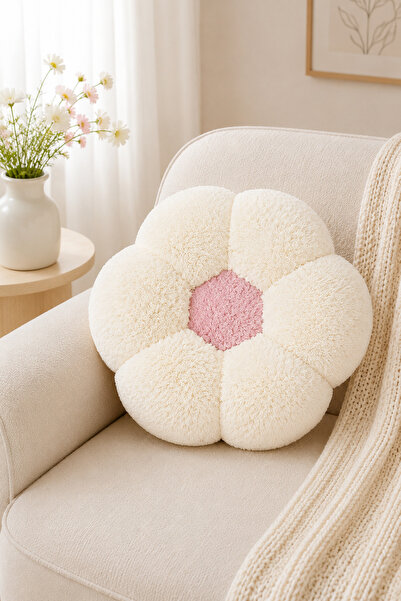 Pabtex Modern Tarzda Peluş Dekoratif Papatya Yastık – 40 cm Konforlu Kullanım