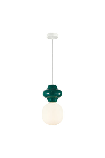 Italux LATERA Art Deco Lampă suspendată ceramică verde, abajur rotund Ø18cm, ...