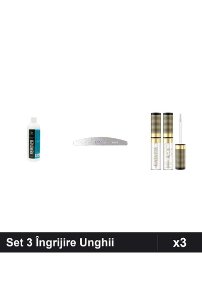 Makeup Set 3 Produse Îngrijire Unghii - Remover 500ml, Pilă Emma 80/80, Gel S...