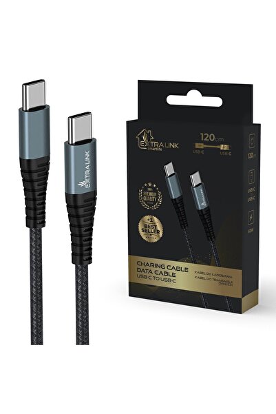 Extralink Smart Life USB Type-C la Type-C Negru |   Cablu USB-C la USB-C |   ...
