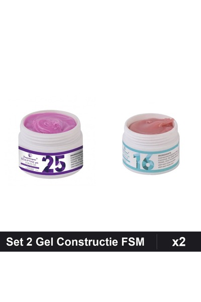 Makeup Set 2 Gel Constructie UV LED FSM 15g, Nuante 25 și 16, Manichiura Prof...
