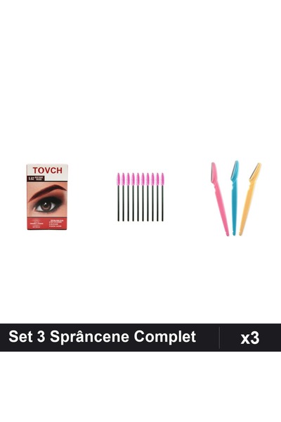 Makeup Set 3 Sprâncene Complet: Vopsea Nuanță 5.62, 10 Perii, 3 Lame Facial