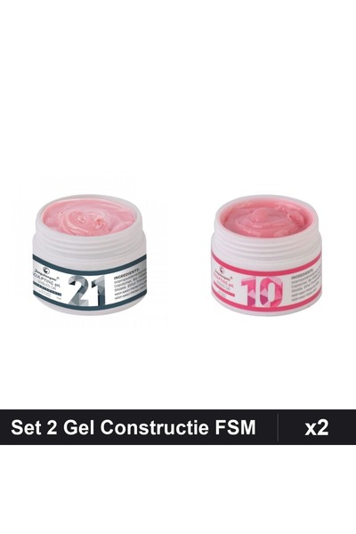 Makeup Set 2 Gel Constructie UV LED FSM 15g, Nuante 21 și 10, Builder Unghii