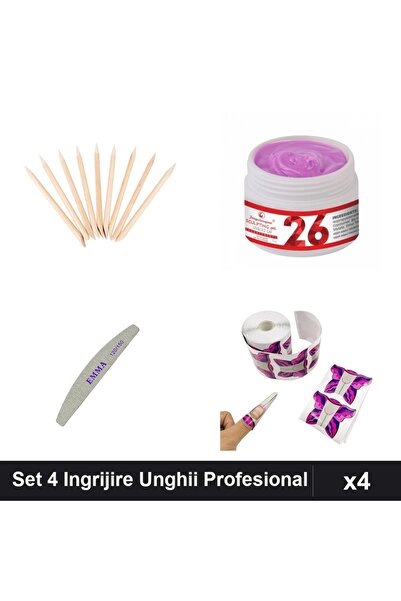 Makeup Set 4 Ingrijire Unghii, Gel Constructie UV LED 15g, Pila 120/150, Beti...