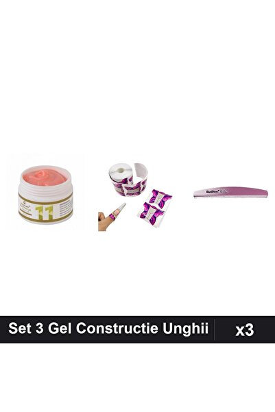 Makeup Set 3 Gel Constructie UV LED FSM 15g, Sablon Fluture 100buc, Pilă Refo...