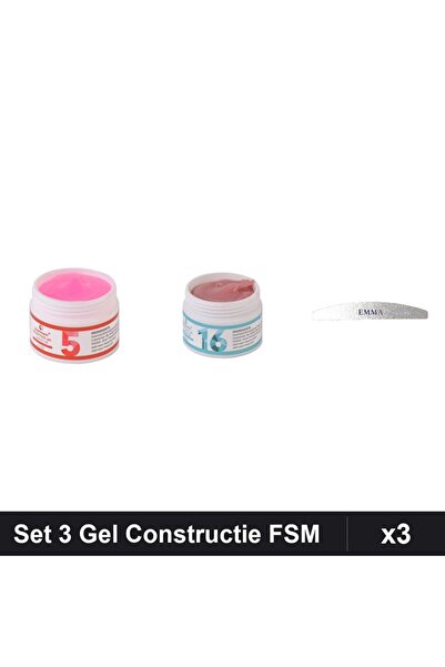 Makeup Set 3 Gel Constructie FSM 15g Nuante 05 16 + Pila Unghii Emma 120/150