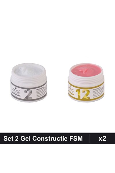 Makeup Set 2 Gel Constructie UV LED FSM 15g, Nuante 02 12, Builder Gel Profes...