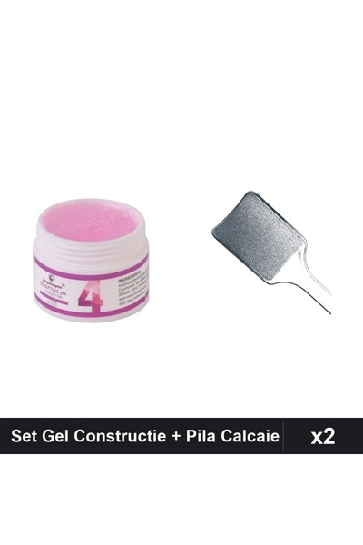 Makeup Set 2 Gel Constructie UV LED FSM 15g Nuanta 04 + Pila Calcaie Negru Matt
