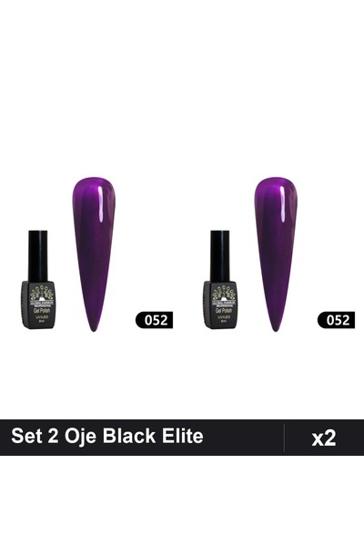 Makeup Set of 2 Semi-permanent Nail Polish Black Elite 8ml, Shade 052, UV Man...